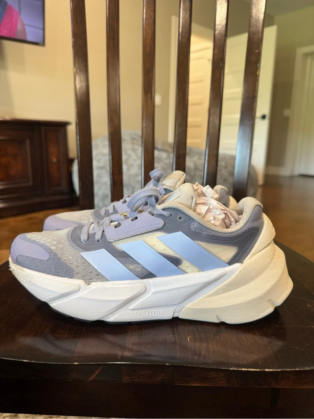 adidas ADISTAR Chunky Runner-Style Sneakers in Light Blue and Lavender